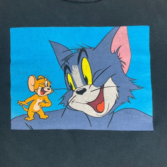 Tom and Jerry Black Graphic Tee Cartoon Shirt Large - Picture 4 of 8